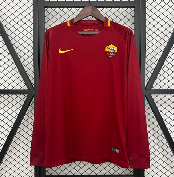 2017-18 Roma Retro Long Sleeve Home Soccer Jersey Shirt